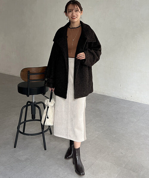 【セール】プードルファーBACKコクーンスタンドネックコート（その他アウター）｜Chez toi（シェトワ）