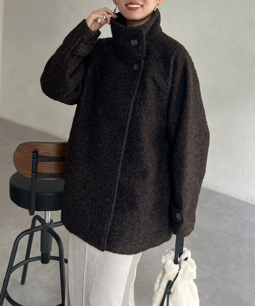 【セール】プードルファーBACKコクーンスタンドネックコート（その他アウター）｜Chez toi（シェトワ）