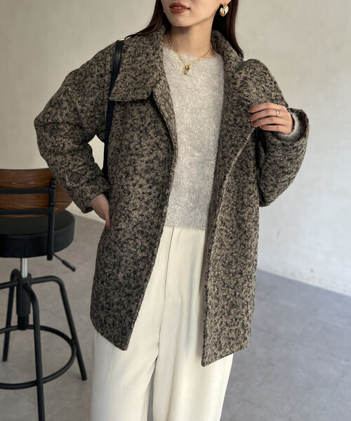 【セール】プードルファーBACKコクーンスタンドネックコート（その他アウター）｜Chez toi（シェトワ）