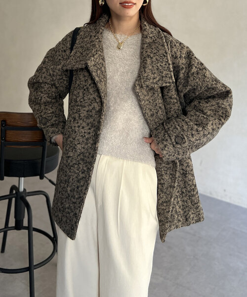 【セール】プードルファーBACKコクーンスタンドネックコート（その他アウター）｜Chez toi（シェトワ）