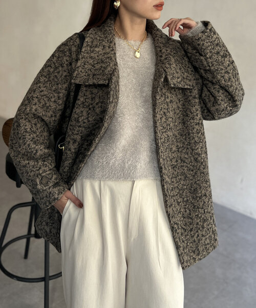 【セール】プードルファーBACKコクーンスタンドネックコート（その他アウター）｜Chez toi（シェトワ）