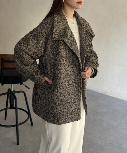 【セール】プードルファーBACKコクーンスタンドネックコート（その他アウター）｜Chez toi（シェトワ）