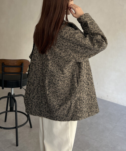 【セール】プードルファーBACKコクーンスタンドネックコート（その他アウター）｜Chez toi（シェトワ）