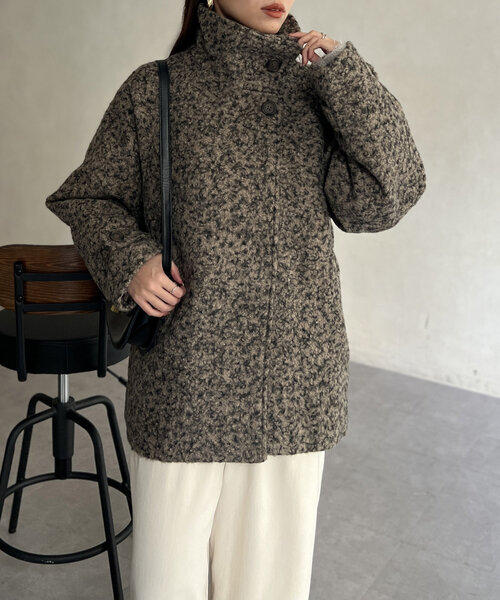 【セール】プードルファーBACKコクーンスタンドネックコート（その他アウター）｜Chez toi（シェトワ）