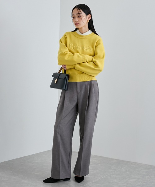 VIS（ビス）の「スウェットライク刺繍ロゴニットプルオーバー（ニット/セーター・レディース・ライトグレー/ネイビー/イエロー・FREE）」の5枚目の写真