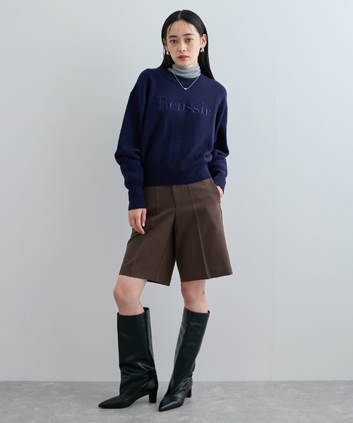 VIS（ビス）の「スウェットライク刺繍ロゴニットプルオーバー（ニット/セーター・レディース・ライトグレー/ネイビー/イエロー・FREE）」の10枚目の写真