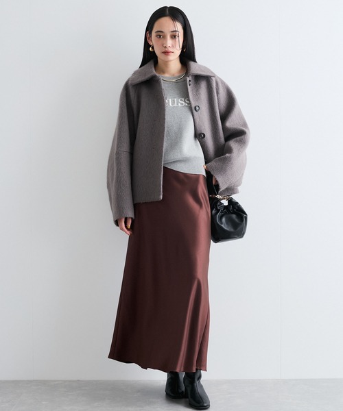 VIS（ビス）の「スウェットライク刺繍ロゴニットプルオーバー（ニット/セーター・レディース・ライトグレー/ネイビー/イエロー・FREE）」の17枚目の写真