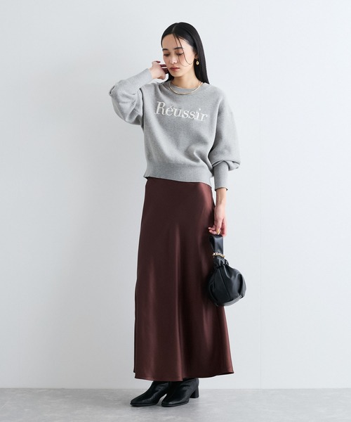 VIS（ビス）の「スウェットライク刺繍ロゴニットプルオーバー（ニット/セーター・レディース・ライトグレー/ネイビー/イエロー・FREE）」の18枚目の写真