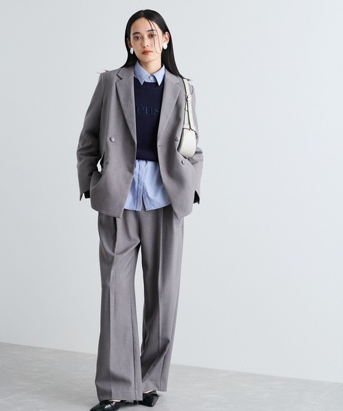 VIS（ビス）の「スウェットライク刺繍ロゴニットプルオーバー（ニット/セーター・レディース・ライトグレー/ネイビー/イエロー・FREE）」の21枚目の写真