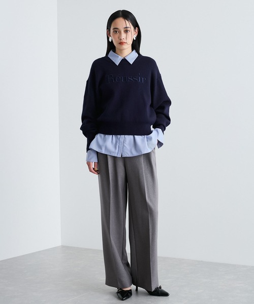 VIS（ビス）の「スウェットライク刺繍ロゴニットプルオーバー（ニット/セーター・レディース・ライトグレー/ネイビー/イエロー・FREE）」の22枚目の写真