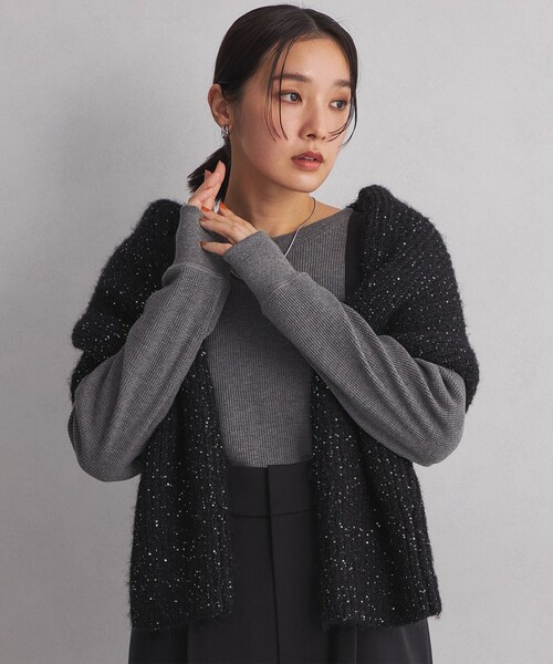 green label relaxing（グリーンレーベルリラクシング）の「＜at ease＞ ワッフル ロンT（Tシャツ/カットソー・レディース・オフホワイト/ダークグレー/その他1/ナチュラル・FREE）」の3枚目の写真