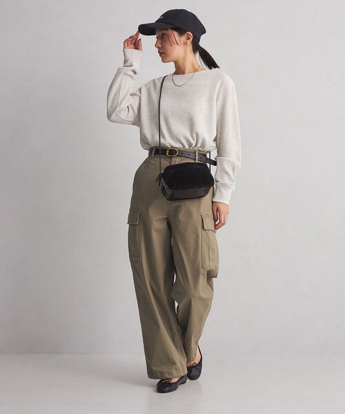 green label relaxing（グリーンレーベルリラクシング）の「＜at ease＞ ワッフル ロンT（Tシャツ/カットソー・レディース・オフホワイト/ダークグレー/その他1/ナチュラル・FREE）」の7枚目の写真