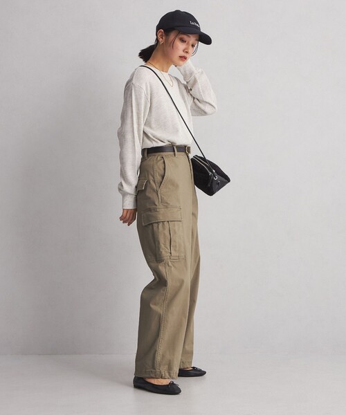 green label relaxing（グリーンレーベルリラクシング）の「＜at ease＞ ワッフル ロンT（Tシャツ/カットソー・レディース・オフホワイト/ダークグレー/その他1/ナチュラル・FREE）」の8枚目の写真