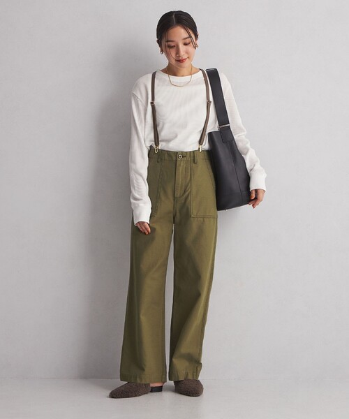 green label relaxing（グリーンレーベルリラクシング）の「＜at ease＞ ワッフル ロンT（Tシャツ/カットソー・レディース・オフホワイト/ダークグレー/その他1/ナチュラル・FREE）」の12枚目の写真