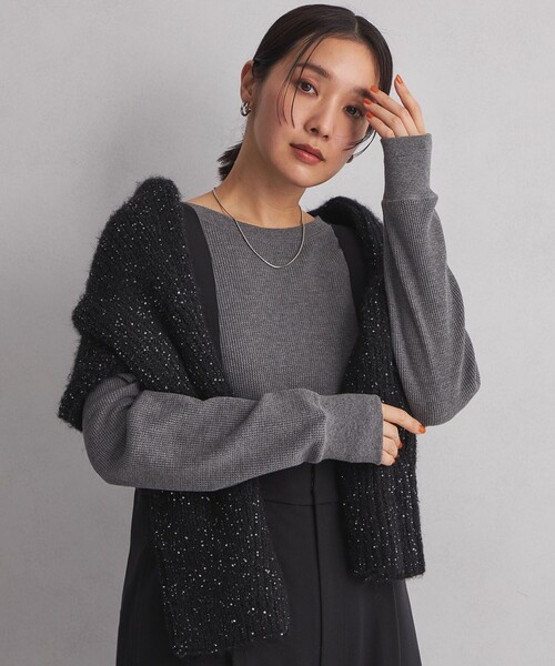 green label relaxing（グリーンレーベルリラクシング）の「＜at ease＞ ワッフル ロンT（Tシャツ/カットソー・レディース・オフホワイト/ダークグレー/その他1/ナチュラル・FREE）」の14枚目の写真