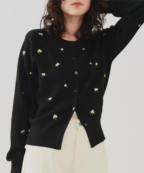 セール】フラワー刺繍カーディガン（カーディガン/ボレロ）｜titivate