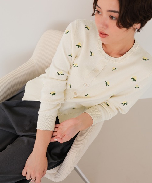 セール】フラワー刺繍カーディガン（カーディガン/ボレロ）｜titivate