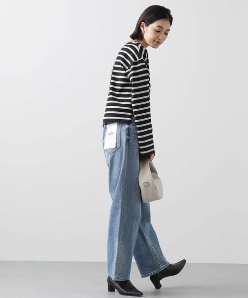 Gready Brilliant（グレディブリリアン）の「ボーダークロップドカットソー（Tシャツ/カットソー・レディース・ホワイト×ブラック/ブラック×グレー・38）」の4枚目の写真