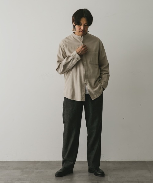 URBAN RESEARCH DOORS（アーバンリサーチドアーズ）の「『XLサイズ/WEB限定』ヘビーネルバンドカラーシャツ（シャツ/ブラウス・メンズ・グリーン/オフホワイト/ブルー/ブラウン系その他/グレー系その他・X-LARGE/MEDIUM/LARGE）」の7枚目の写真