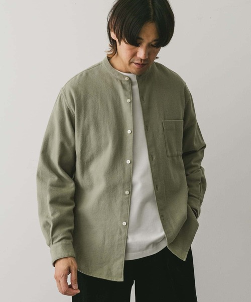 URBAN RESEARCH DOORS（アーバンリサーチドアーズ）の「『XLサイズ/WEB限定』ヘビーネルバンドカラーシャツ（シャツ/ブラウス・メンズ・グリーン/オフホワイト/ブルー/ブラウン系その他/グレー系その他・X-LARGE/MEDIUM/LARGE）」の9枚目の写真