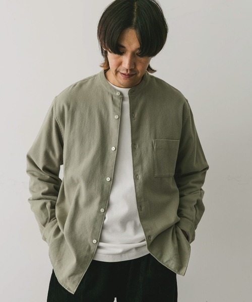 URBAN RESEARCH DOORS（アーバンリサーチドアーズ）の「『XLサイズ/WEB限定』ヘビーネルバンドカラーシャツ（シャツ/ブラウス・メンズ・グリーン/オフホワイト/ブルー/ブラウン系その他/グレー系その他・X-LARGE/MEDIUM/LARGE）」の11枚目の写真