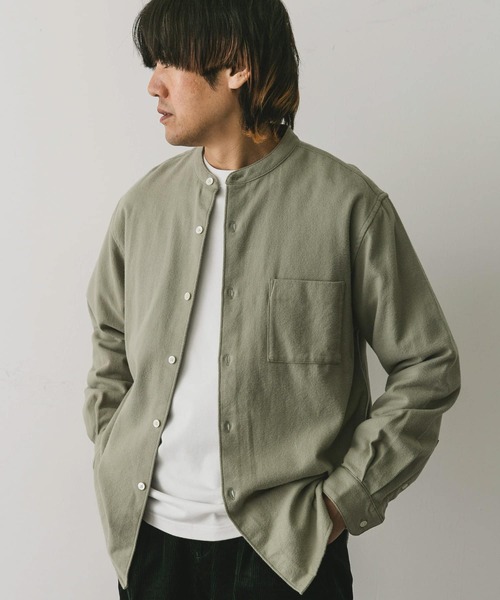 URBAN RESEARCH DOORS（アーバンリサーチドアーズ）の「『XLサイズ/WEB限定』ヘビーネルバンドカラーシャツ（シャツ/ブラウス・メンズ・グリーン/オフホワイト/ブルー/ブラウン系その他/グレー系その他・X-LARGE/MEDIUM/LARGE）」の12枚目の写真