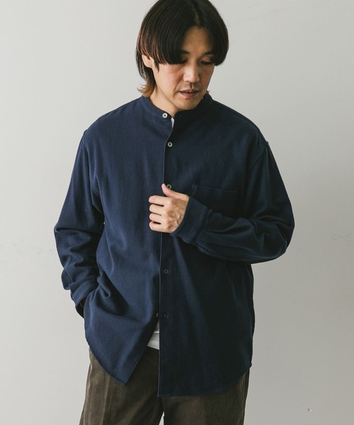 セール】『XLサイズ/WEB限定』ヘビーネルバンドカラーシャツ