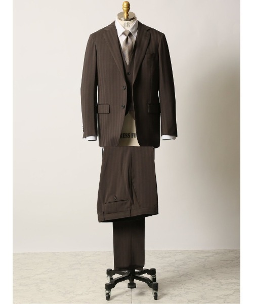 スーティスト ストレッチ ウォッシャブル 2ボタン3ピース ビジネスセットアップスーツ ソラーロ茶(スーツセット)|TAKA-Q(タカキュー)