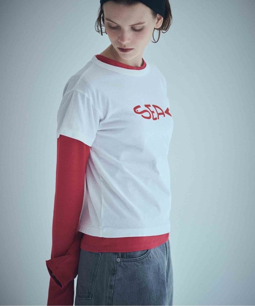 SEA（シー）の「ベアフライス サーディンボタン L/S TEE（Tシャツ/カットソー・レディース・チャコールグレー/ブラック/ホワイト/レッド・ONE SIZE）」の10枚目の写真