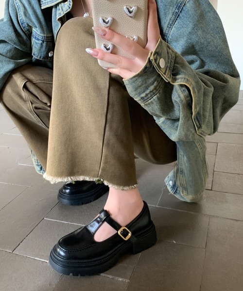 ⭐️美品⭐️HIROFU 22cm ブラウン　レザー スクエアトゥ ローファー ROCKPORT ブラウン レザー ローファー