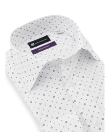 Perfect Suit FActory（パーフェクトスーツファクトリー）の「綿100％　プリントワイシャツ【アーバン】セミワイドカラー　ホワイト×サックス（ビジネスシャツ）」