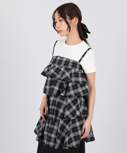 SUWDEE(スーディー)の「plaid pattern tiered camisole(キャミソール・レディース・ホワイト/ブラック・FREE)」の7枚目の写真