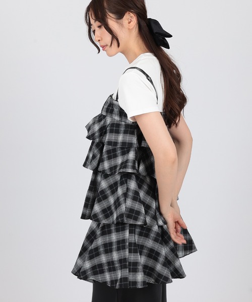 SUWDEE(スーディー)の「plaid pattern tiered camisole(キャミソール・レディース・ホワイト/ブラック・FREE)」の8枚目の写真