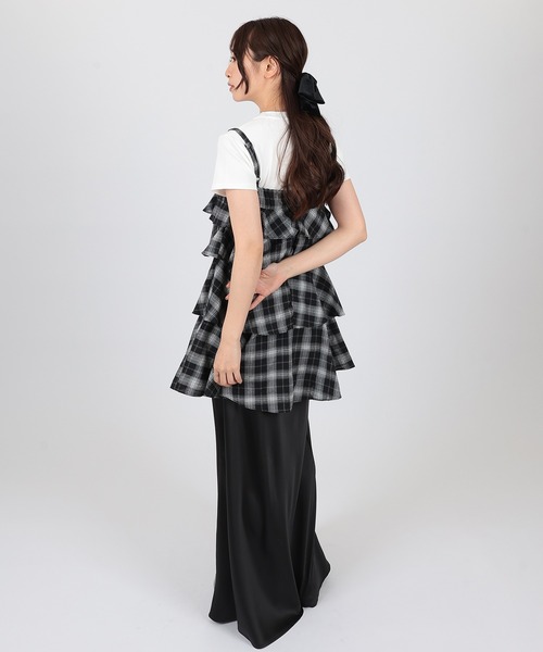 SUWDEE(スーディー)の「plaid pattern tiered camisole(キャミソール・レディース・ホワイト/ブラック・FREE)」の9枚目の写真