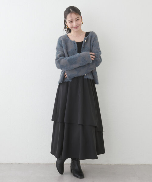 natural couture（ナチュラルクチュール）の「フェザーヤーンジャガードニットカーデ（カーディガン/ボレロ・レディース・ミント/ピンク/チャコールグレー/アイボリー/グレイッシュベージュ・FREE）」の9枚目の写真