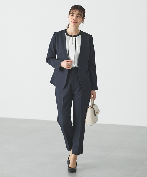 Honeys（ハニーズ）の「配色ピンタックブラウス（シャツ/ブラウス・レディース・グレイッシュブルー/ホワイト/ミント/ネイビー・S/M/LL/L/3L）」の5枚目の写真