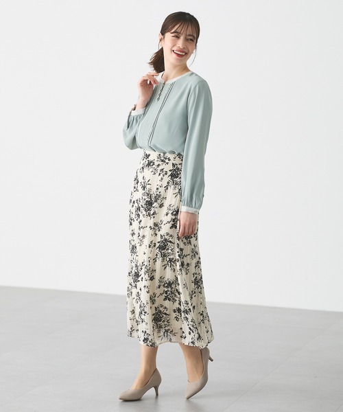 Honeys（ハニーズ）の「配色ピンタックブラウス（シャツ/ブラウス・レディース・グレイッシュブルー/ホワイト/ミント/ネイビー・S/M/LL/L/3L）」の13枚目の写真