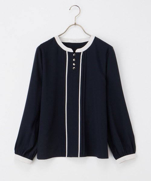 Honeys（ハニーズ）の「配色ピンタックブラウス（シャツ/ブラウス・レディース・グレイッシュブルー/ホワイト/ミント/ネイビー・S/M/LL/L/3L）」の17枚目の写真