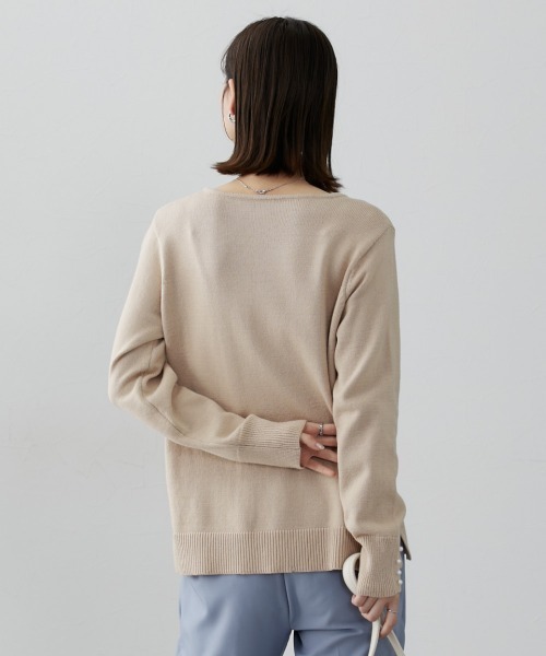 nissen（ニッセン）の「ふわもちカシミアタッチ　袖パール風ボタン付ニット（ニット/セーター・レディース・ピンク/ミント/ベージュ/ブラック/グレー・LL/L/M/S）」の10枚目の写真