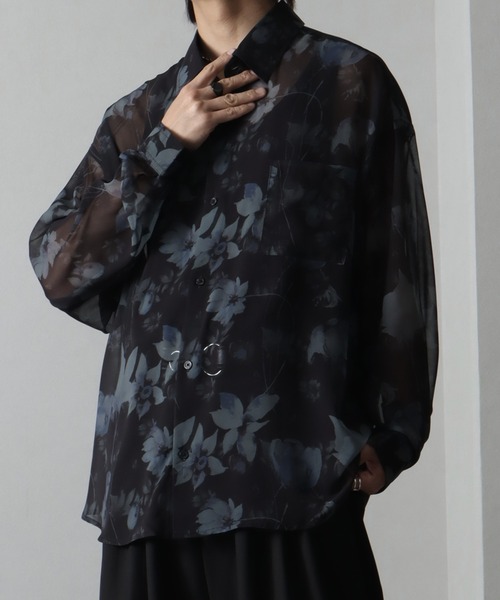 welise(ウェライズ)の「【welise/ウェライズ】シフォンシアー モードアーティスティック総柄 長袖シャツ(シャツ/ブラウス・メンズ・ブラック系その他3/ブラック系その他/ブラック系その他2・L/M)」の20枚目の写真