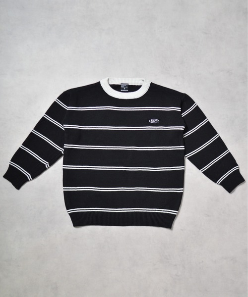 MODISH GAZE(モディシュガゼ)の「【MODISH GAZE】ワンポイントロゴボーダーニット(ニット/セーター・メンズ・ブラック・LARGE/MEDIUM)」の17枚目の写真