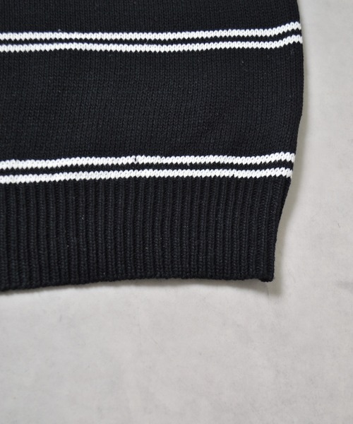MODISH GAZE(モディシュガゼ)の「【MODISH GAZE】ワンポイントロゴボーダーニット(ニット/セーター・メンズ・ブラック・LARGE/MEDIUM)」の12枚目の写真