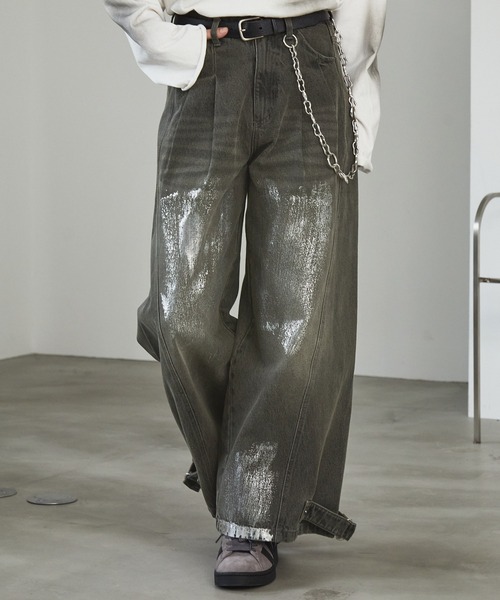 Spielio(シュピーリオ)の「【Spielio】Vintage like foil print denim pants/ヴィンテージライク箔プリントワイドデニムパンツ(デニムパンツ・メンズ・ブルー系/ブラック系/ブラウン系・L/M/S)」の14枚目の写真