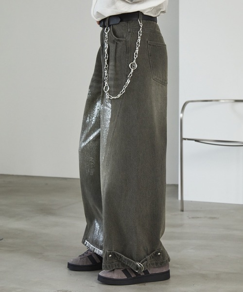 Spielio(シュピーリオ)の「【Spielio】Vintage like foil print denim pants/ヴィンテージライク箔プリントワイドデニムパンツ(デニムパンツ・メンズ・ブルー系/ブラック系/ブラウン系・L/M/S)」の13枚目の写真