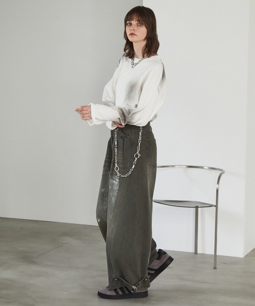 Spielio(シュピーリオ)の「【Spielio】Vintage like foil print denim pants/ヴィンテージライク箔プリントワイドデニムパンツ(デニムパンツ・メンズ・ブルー系/ブラック系/ブラウン系・L/M/S)」の21枚目の写真