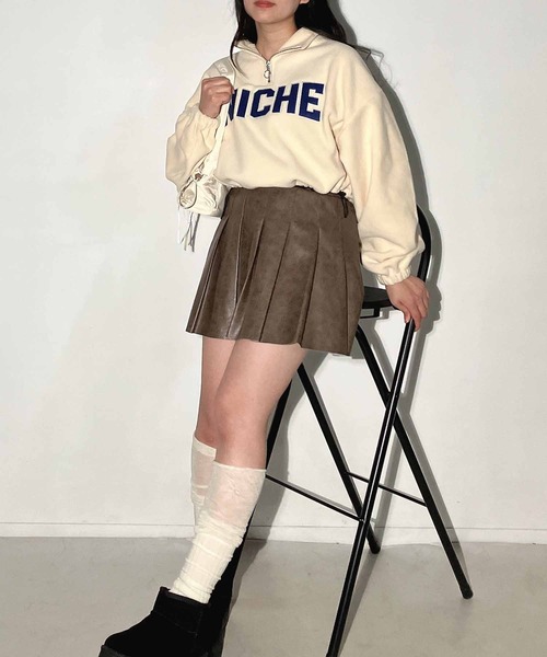 セール】○フェイクレザー プリーツミニスカート（スカート