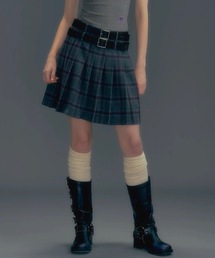 【AnyFood Universe】ダブルベルトチェックミディスカート UNI24a066