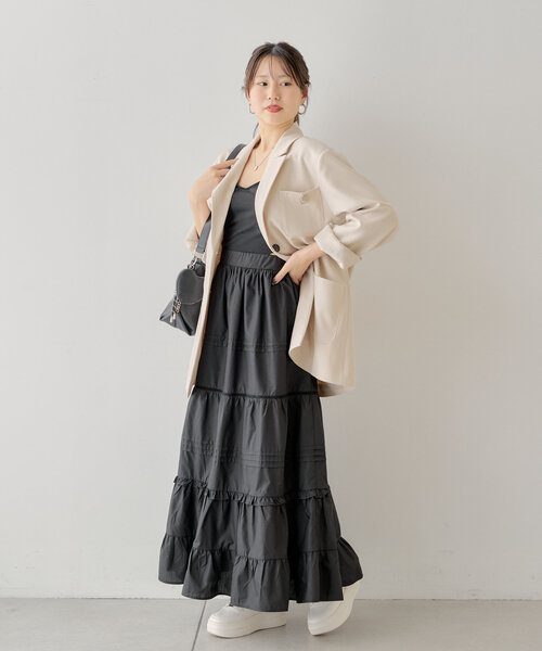 Chico（チコ）の「コットンティアードロングスカート（スカート・レディース・ブラック/ピンクベージュ/ホワイト・FREE）」の11枚目の写真