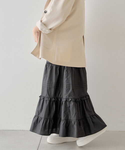 Chico（チコ）の「コットンティアードロングスカート（スカート・レディース・ブラック/ピンクベージュ/ホワイト・FREE）」の14枚目の写真