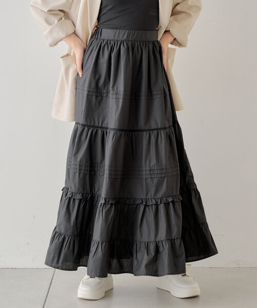 Chico（チコ）の「コットンティアードロングスカート（スカート・レディース・ブラック/ピンクベージュ/ホワイト・FREE）」の16枚目の写真